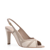 Peep Toe Couro Lezard Off White/Couro Bege