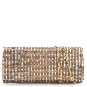 Clutch Strass Dourado/Prata