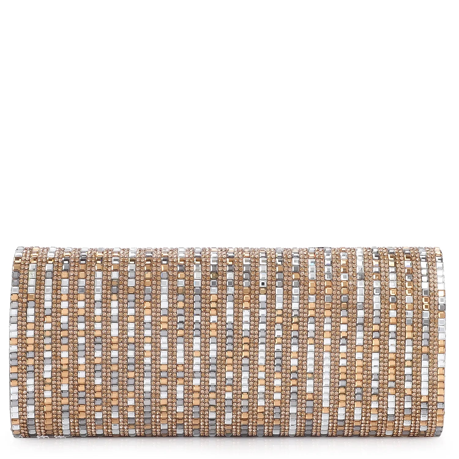 Clutch Strass Dourado/Prata