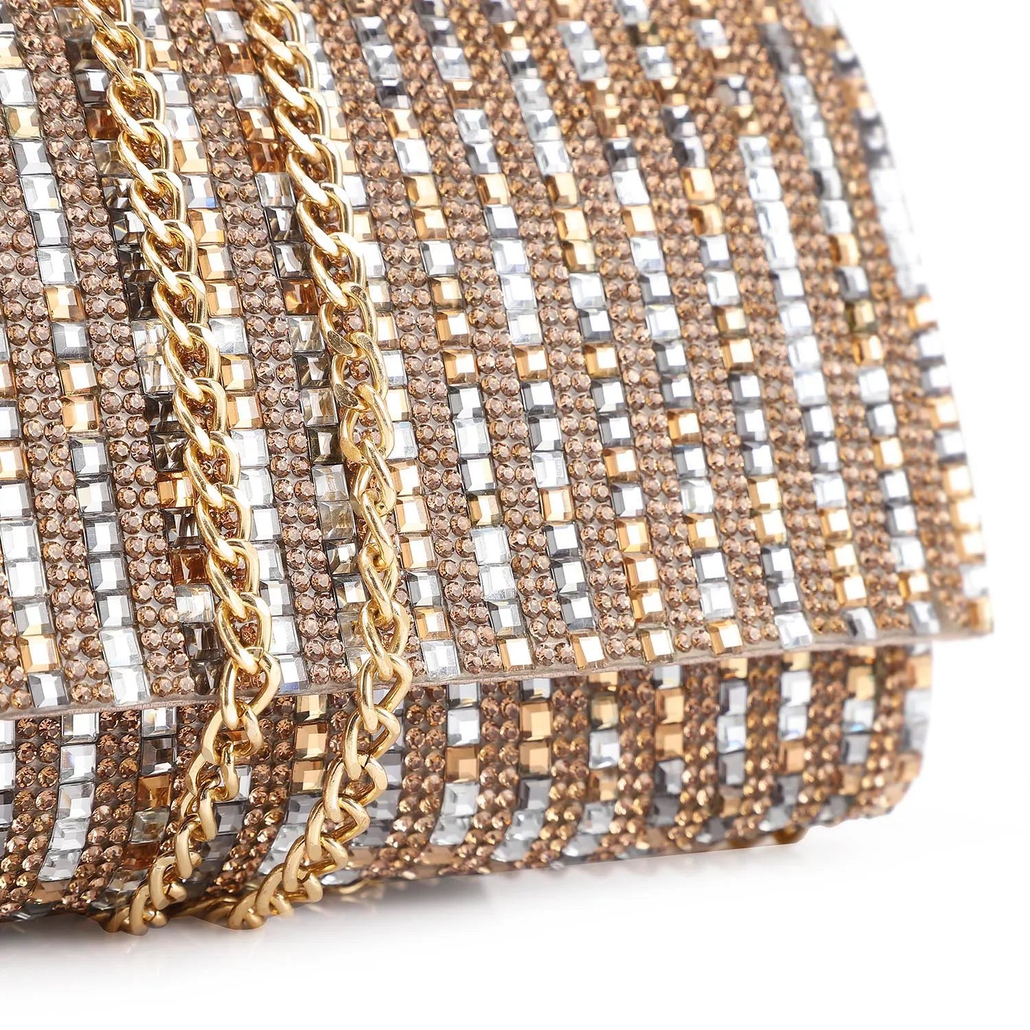 Clutch Strass Dourado/Prata