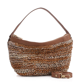 Bolsa Hobo Couro Ouro/Marrom