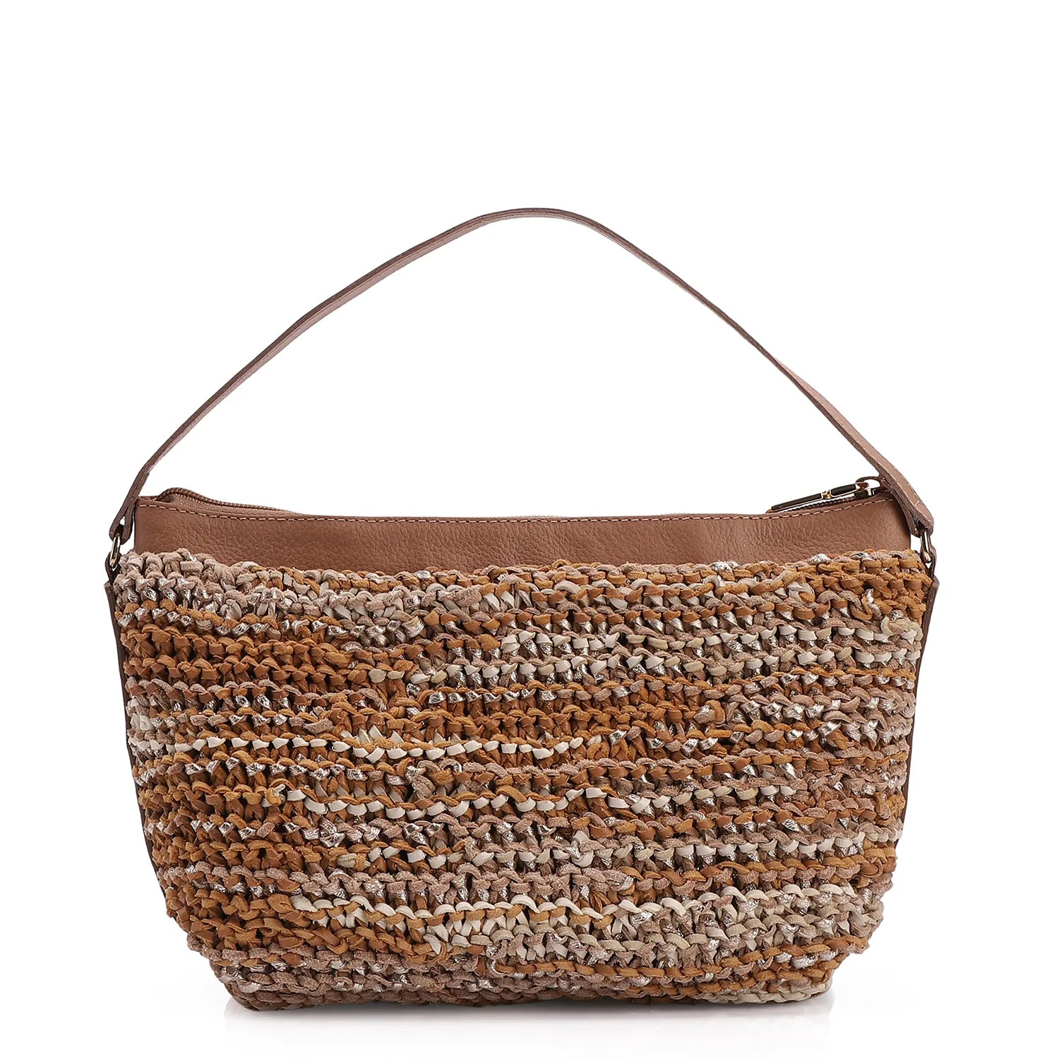 Bolsa Hobo Couro Ouro/Marrom