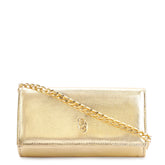 Clutch Couro Dourado