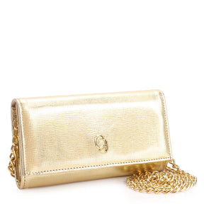 Clutch Couro Dourado