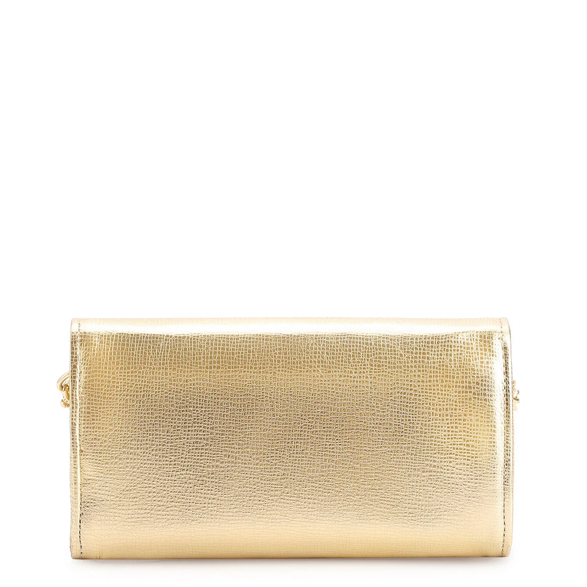 Clutch Couro Dourado