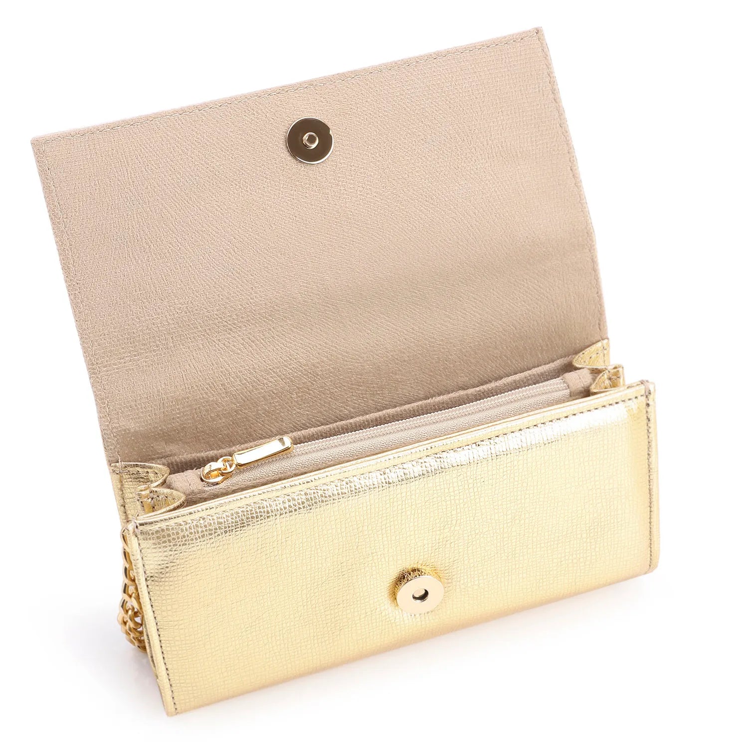 Clutch Couro Dourado