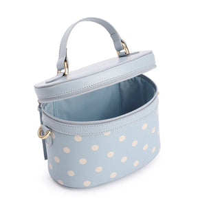 Bolsa De Mão Poá Couro Azul/Branco