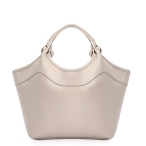 Bolsa Tote Couro Off White/Ráfia Colorida