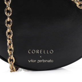 Bolsa Transversal Corello x Vitor Zerbinato Couro Preto