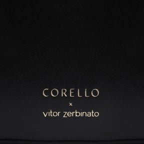 Bolsa De Ombro Corello x Vitor Zerbinato Couro Preto