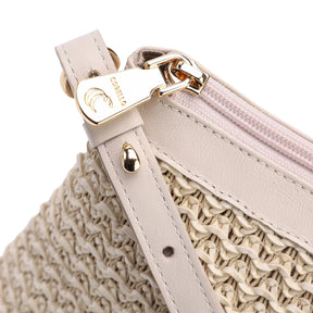 Bolsa Transversal Couro Off White/Crochet Off White