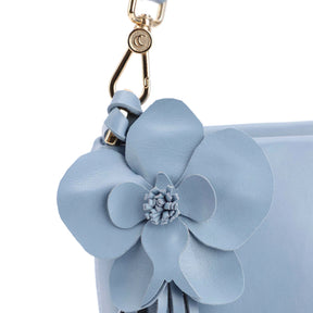 Bolsa De Ombro Flor Couro Azul