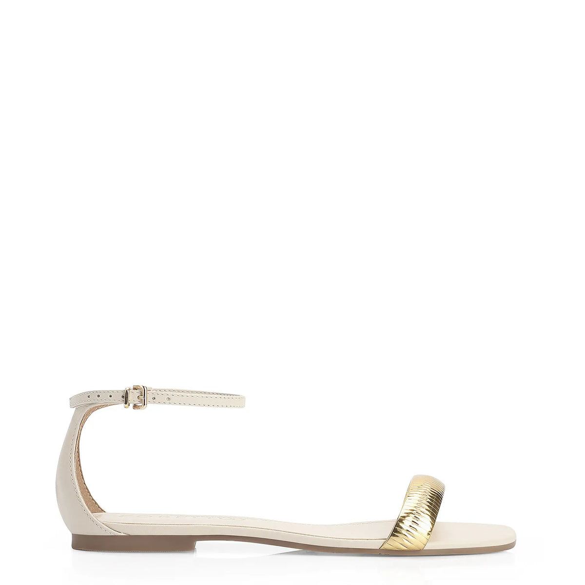 Rasteirinha Couro Off White/Alt Dourado