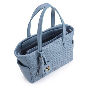 Bolsa Tote Tressê Couro Azul