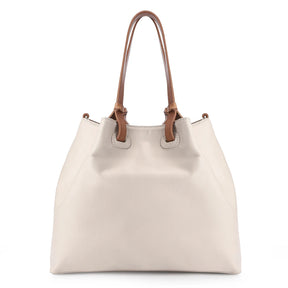 Bolsa Tote Tressê Couro Off White/Marrom