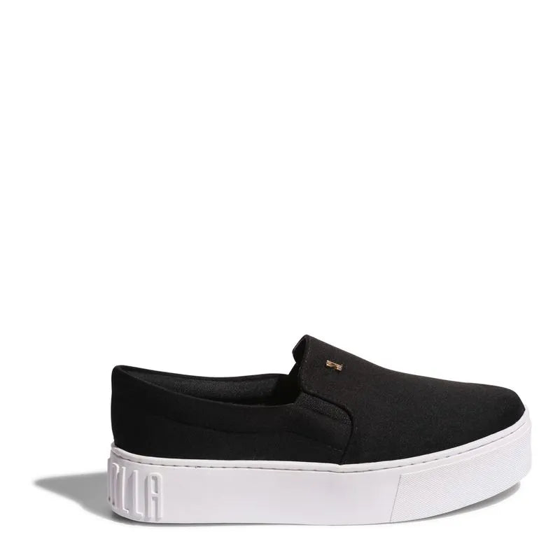 Tênis Slip On Suede Sola Alta Preto