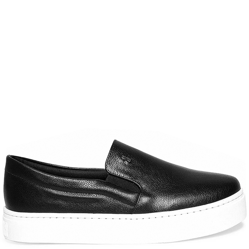 Tênis Slip On Preto Flat Bico Redondo