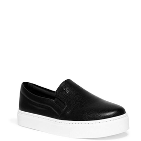 Tênis Slip On Preto Flat Bico Redondo