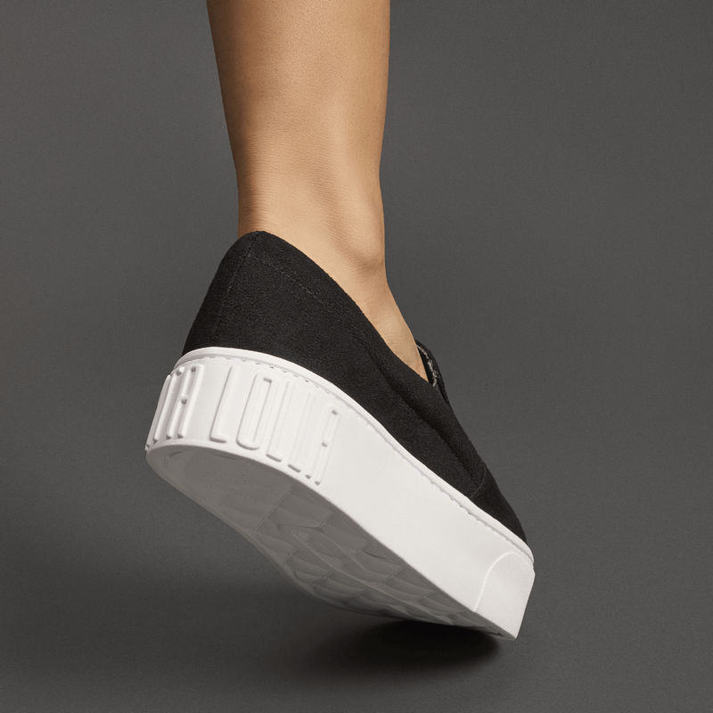 Tênis Slip On Suede Sola Alta Preto