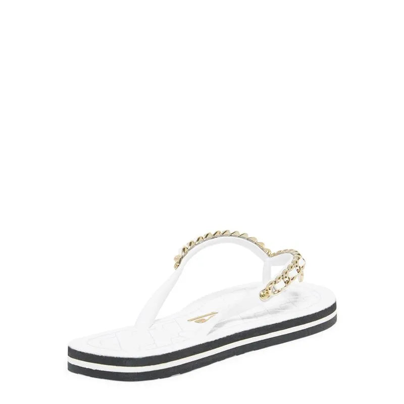 Flip Flop Corrente Dourada Branco