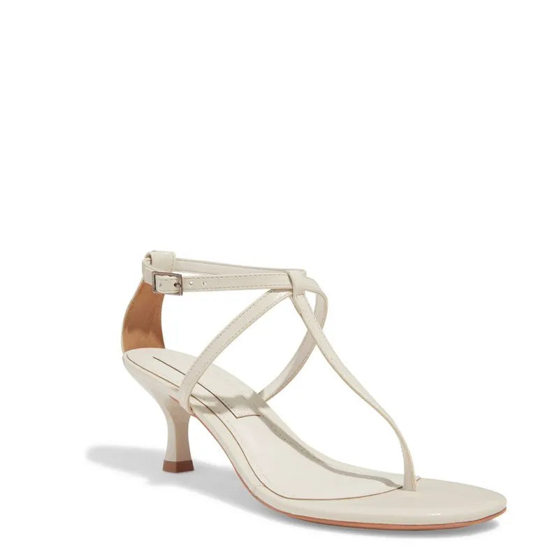 Sandália salto fino baixo off white