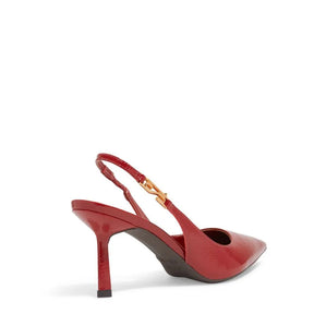 Scarpin Slingback Verniz Bico Fino Salto Médio Vermelho