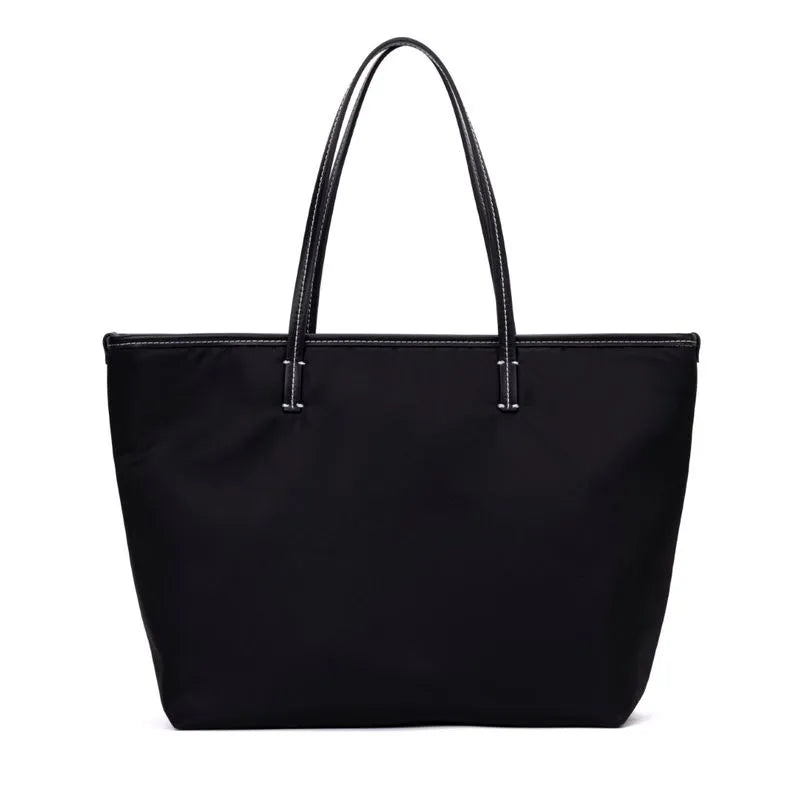 Bolsa Shopper Nylon Preto E Branco Pespontos