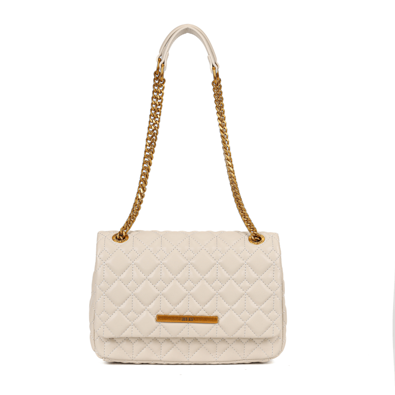 Bolsa Off White Soft Matelassê Alça Corrente Dourada