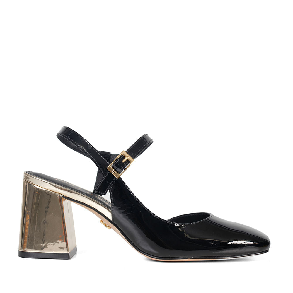 SCARPIN BONECA ITÁLIA PRETO COM DOURADO